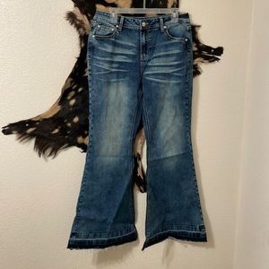 Grace In LA flared pants distressed bottoms